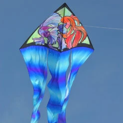 6.5 Ft. Flo-Tail Delta Kite - Fish -SkyHigh Kites 33099p Fish 6.5ft FloTailDelta Flying 1024