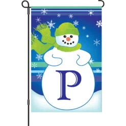 12 In. Winter Monogram Flag - P