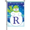 12 In. Winter Monogram Flag - R -SkyHigh Kites 51001g MonogramSnowman LetterR
