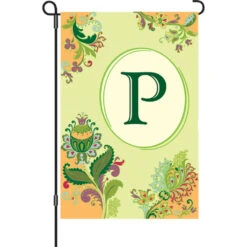 12 In. Spring Monogram Flag - P