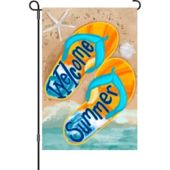 12 In. Flag - Summer Welcome Flip Flops