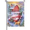 12 In. Flag - Red Truck Winter