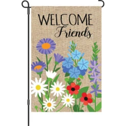 12 In. Flag - Welcome Friends Flowers