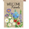 28 In. Flag - Welcome Friends Flowers -SkyHigh Kites 57366p WelcomeFriendsFlowers House 1024